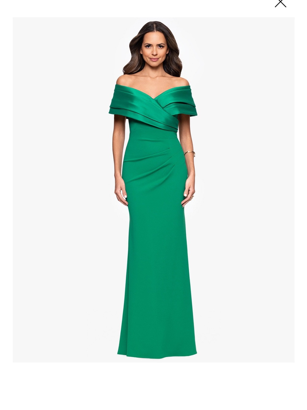 Off-Shoulder Green Evening Skirt